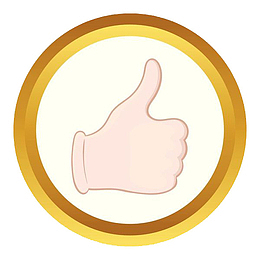 金色光色拇指点赞认可的