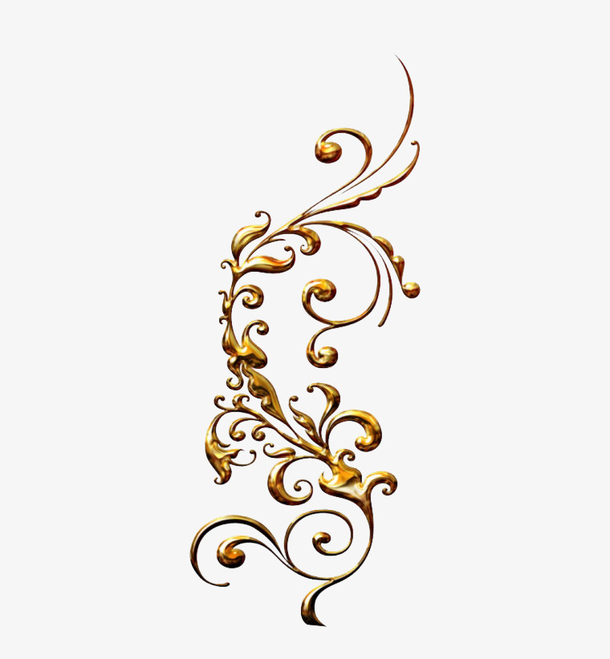 金色花纹装饰免抠素材免费下载_觅元素51yuansu.com