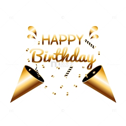 金色礼花生日快乐标签