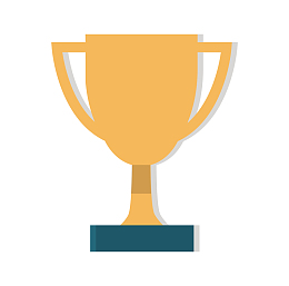 卡通手绘金色的奖杯