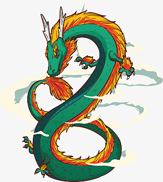 手绘霸气的绿色龙