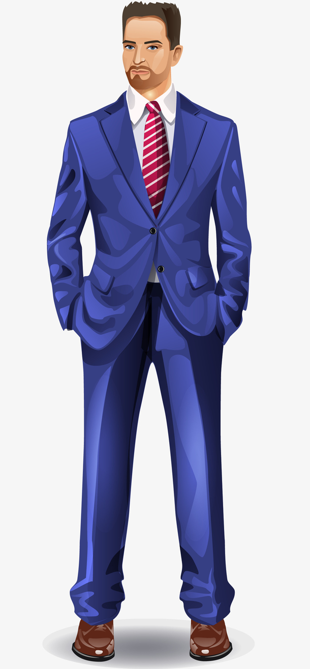 穿蓝色西装的男人素材图