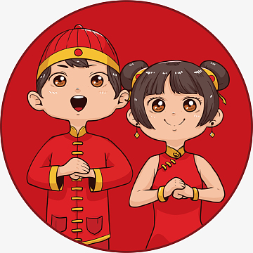 矢量恭喜发财的童男童女