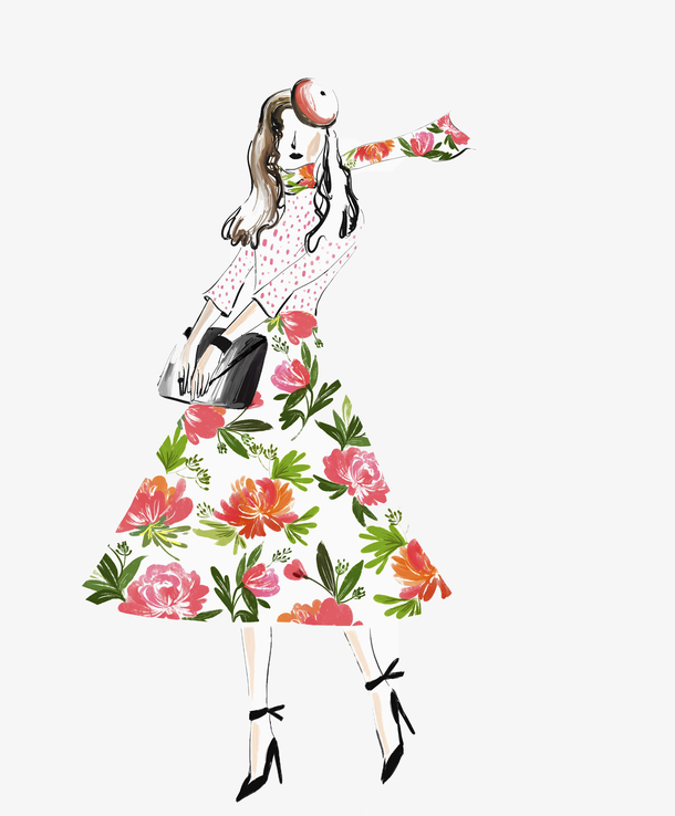 时尚碎花裙子女孩