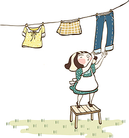 晾着的衣服室外漫画