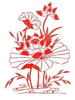 荷花剪纸