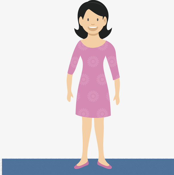 手绘卡通女青年矢量素材