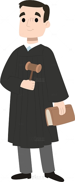 黑色创意扁平化法官元素