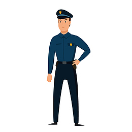 蓝色衣服卡通设计警察