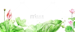 炎热夏天水墨荷塘装饰边框背景