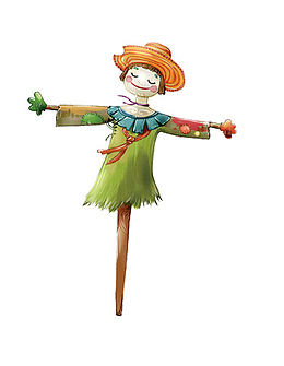 穿补丁衣服的稻草人女孩