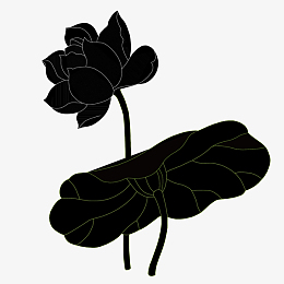 荷花荷叶剪影矢量素材
