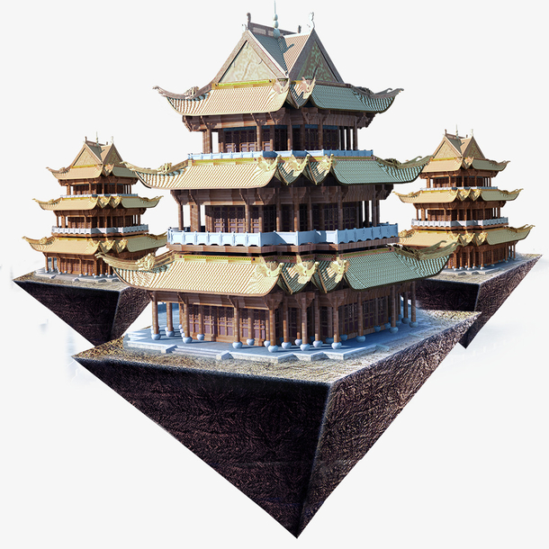 高远空中的古楼