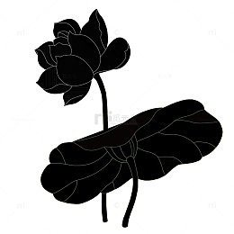 荷花荷叶剪影矢量素材