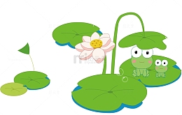 手绘荷塘青蛙插画素材