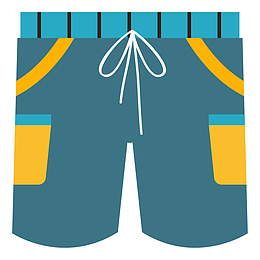 手绘蓝色男士短裤