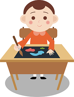 矢量图画画的小男孩