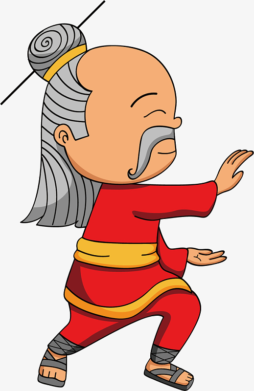 矢量图打太极的老爷爷