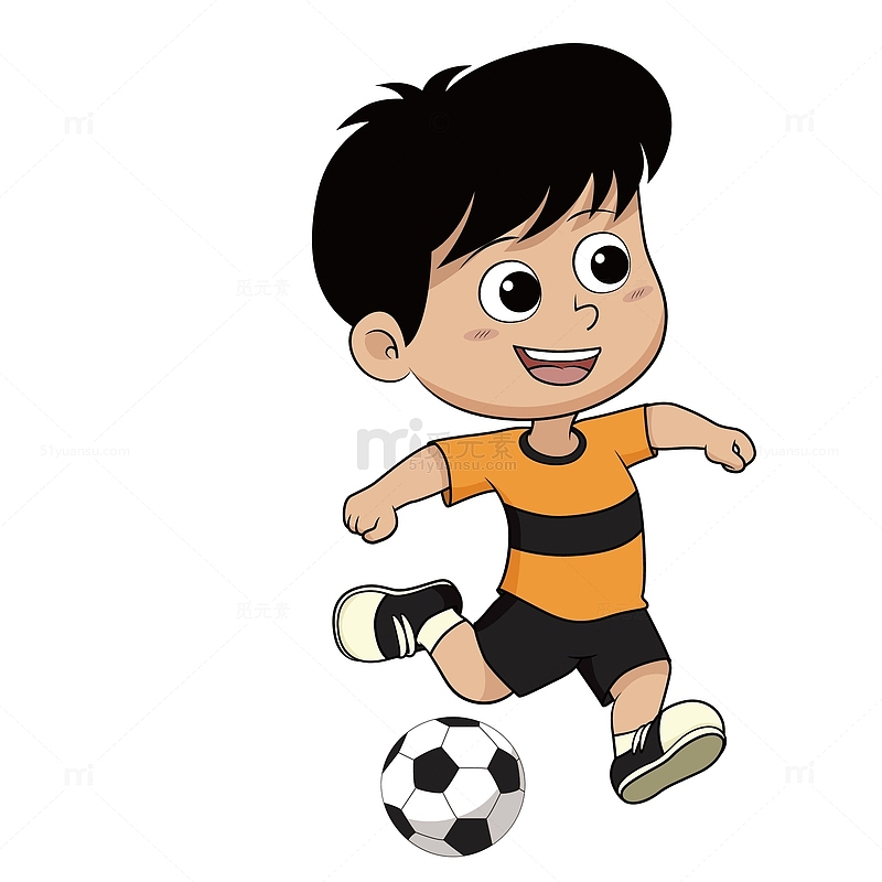 黄色衣服可爱孩子踢足球