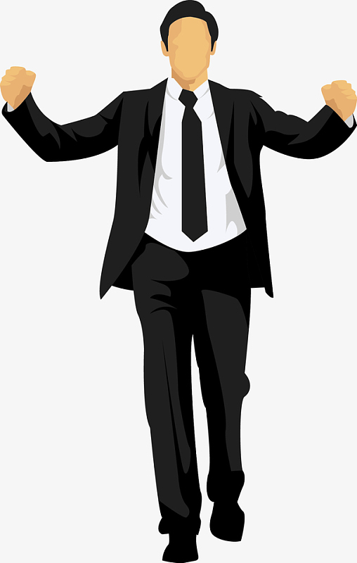 卡通举着双拳的男人图