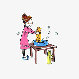 洗衣服pngpng矢量手绘女人的作息时间pngpng民国女人pngpng勤快洗衣服