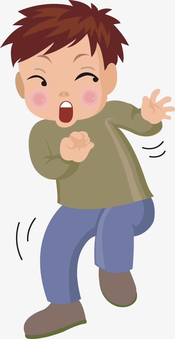 卡通惊恐的男孩