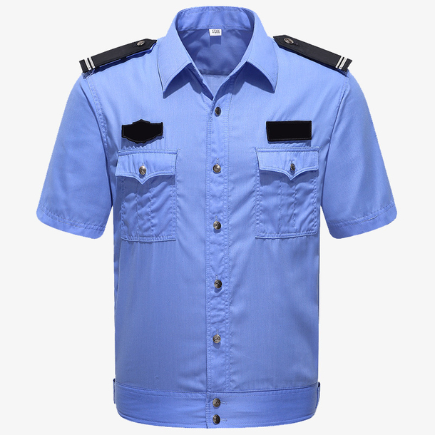 天蓝色短袖保安服