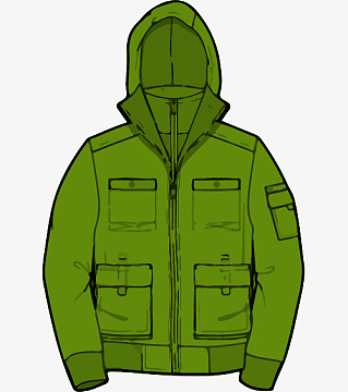 手绘风格男式夹克带帽免抠