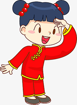 免抠卡通中国风女孩看远处