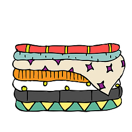 卡通彩色的叠好的衣服