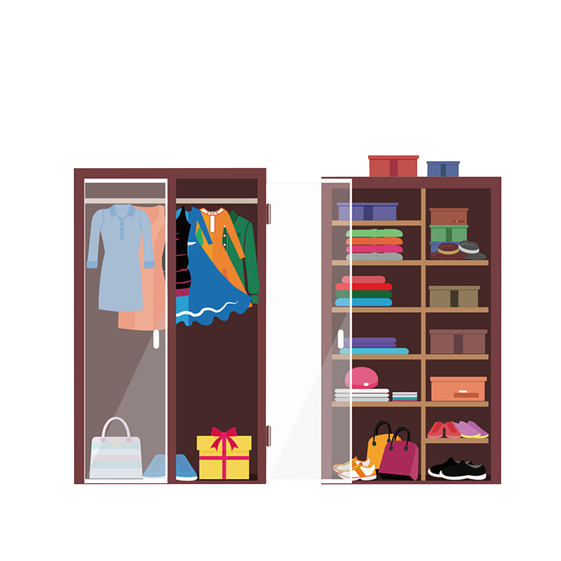 扁平化衣橱和储物柜素材
