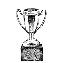 卡通手绘足球比赛奖杯