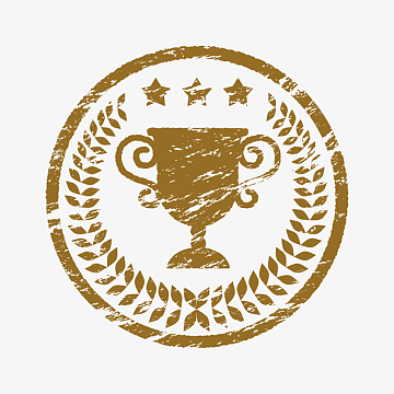 咖啡色奖杯圆形印章