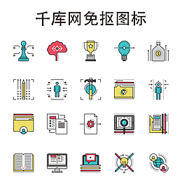 矢量学习科技线条数据图标免扣图