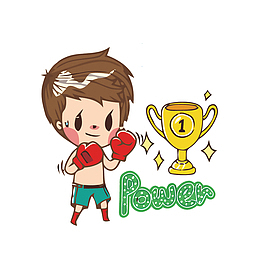 卡通搏击比赛获得冠军的男子素材