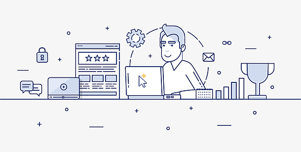 电脑工作男简笔画