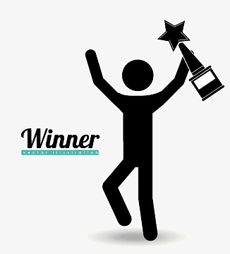 手拿奖杯的赢家