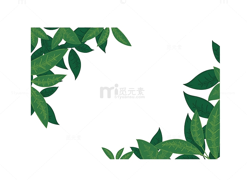 绿色树叶茶叶边框