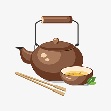 灰色扁平化茶壶卡通插画
