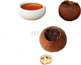 陈皮普洱茶叶白色茶杯
