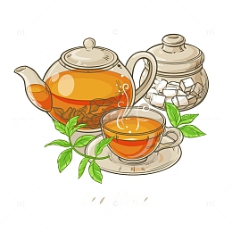 卡通玻璃茶壶素材背景