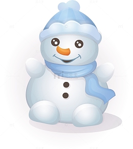 蓝色可爱雪人