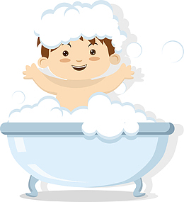 一个正在洗澡的宝宝