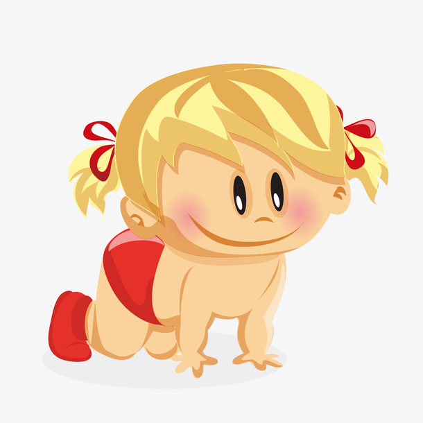 卡通在地上爬的婴儿