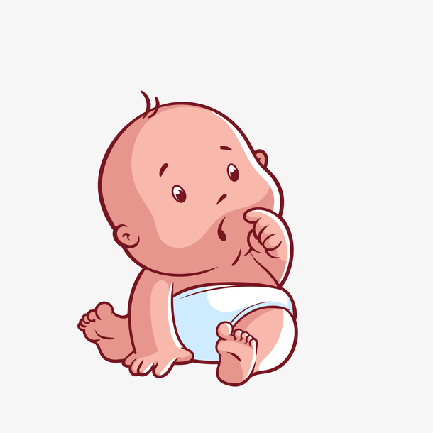 矢量手绘可爱疑问婴儿