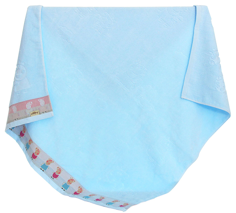 蓝色新生婴儿超柔软吸水纯棉浴巾