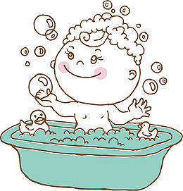 洗澡的可爱婴儿免抠图