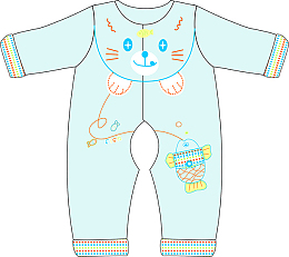 婴儿蓝色长袖连体开裆内衣服装设