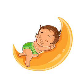 卡通创意睡梦中的小孩