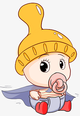手绘含着奶嘴的婴儿插画素材